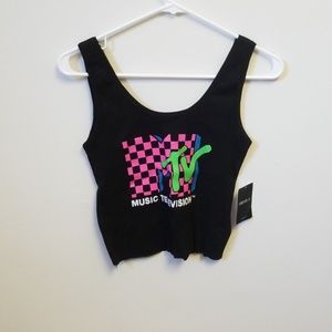 NWT Forever 21 MTV Black Neon Tank Top